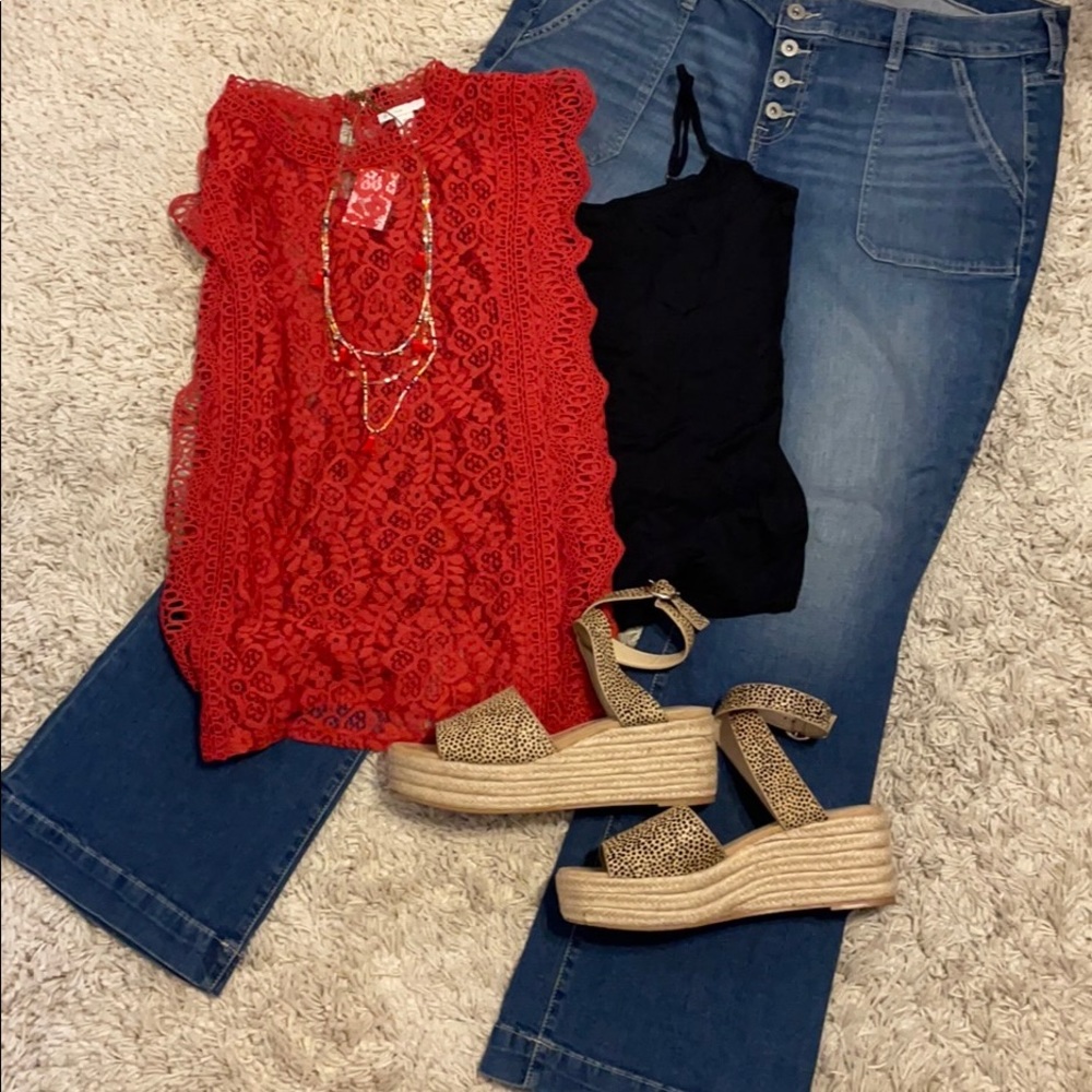 Cato Red Lace Top